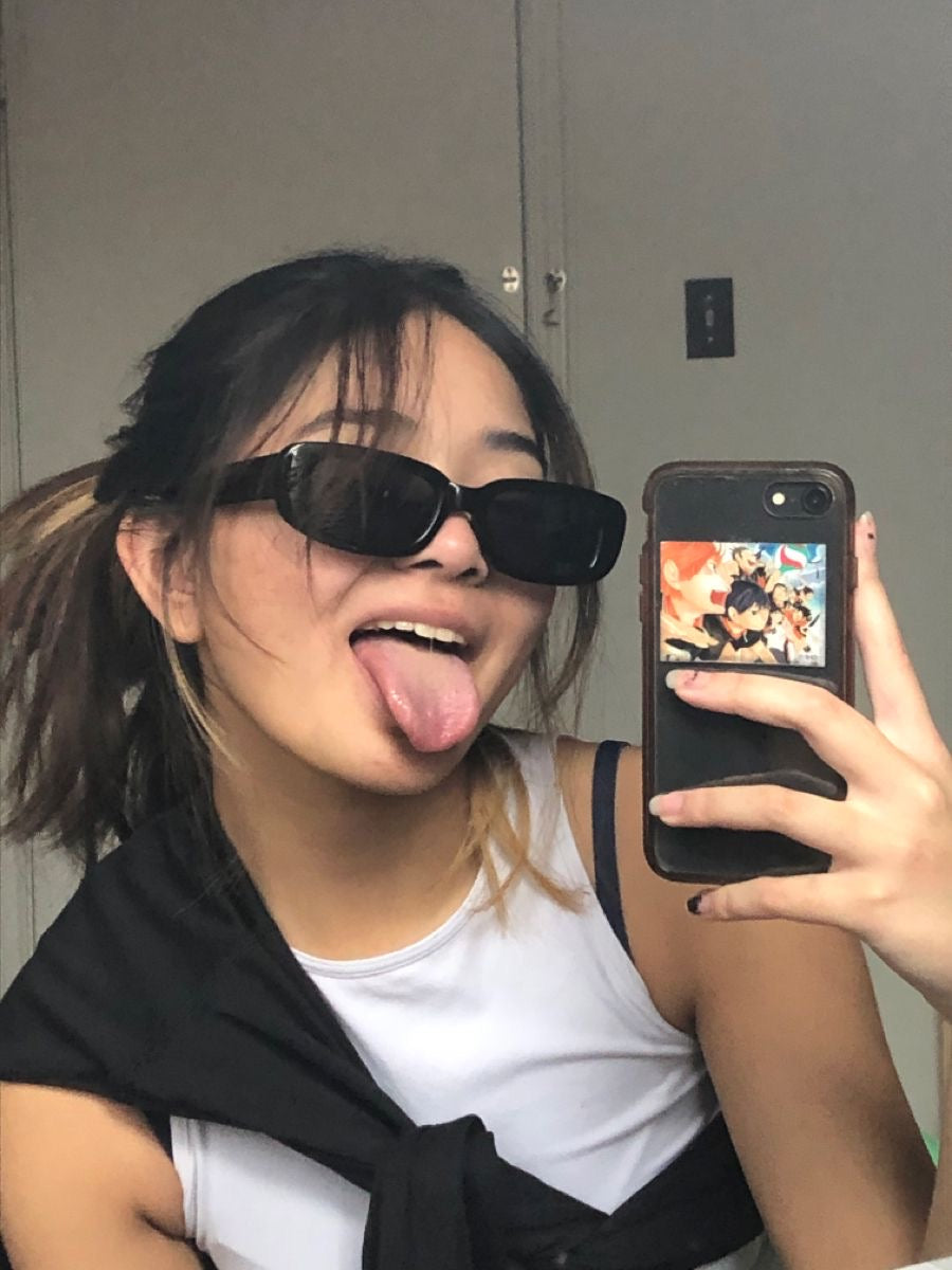 Crystal Blues - Both Vintage Black Square and Rectangle Sunglasses