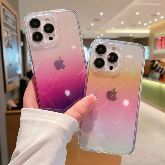 Crystal Blues - Luxury Laser Gradient Clear Phone Case for iPhone