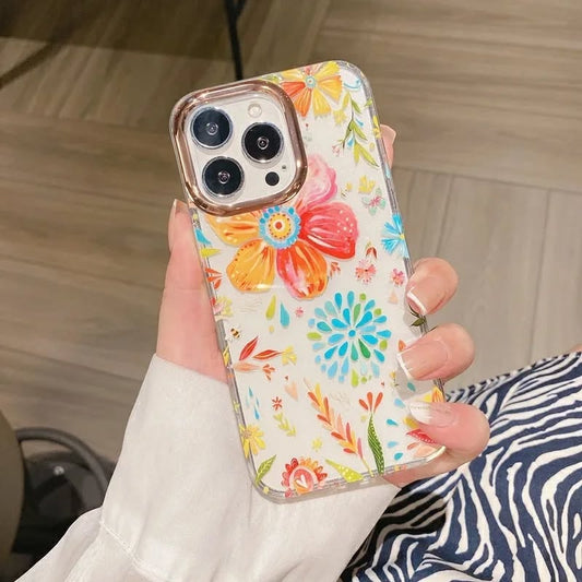 Crystal Blues - Fashion Flowers Transparent Phone Case for iPhone